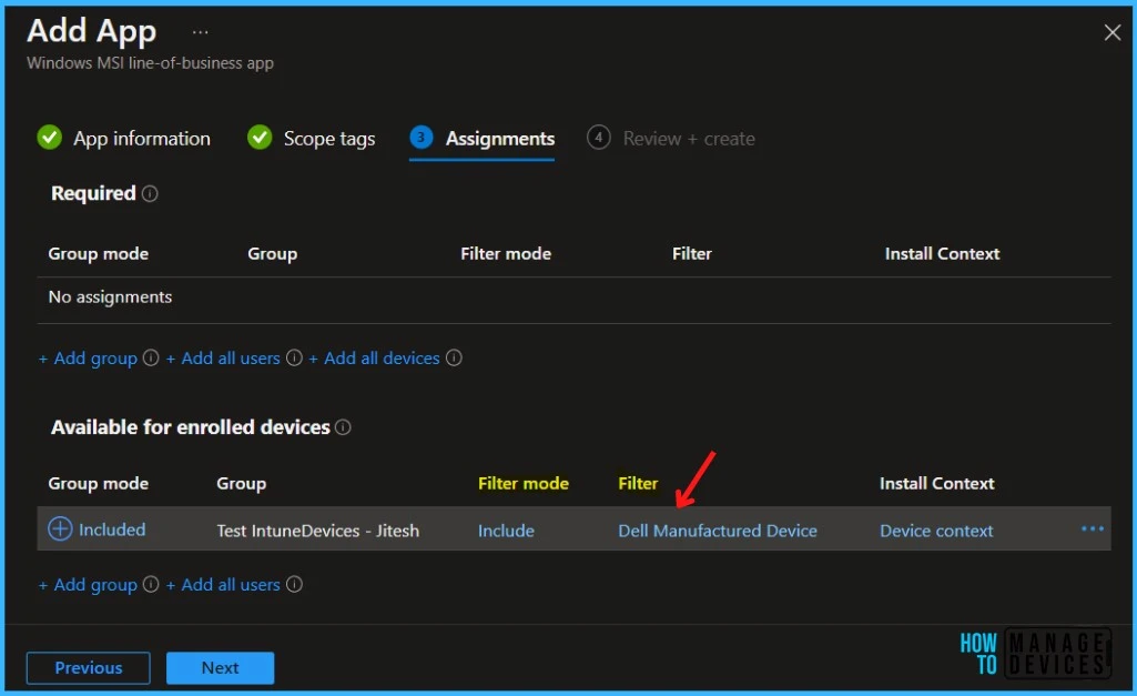 Assignments - Deploy Dell SupportAssist Using Intune Fig.6