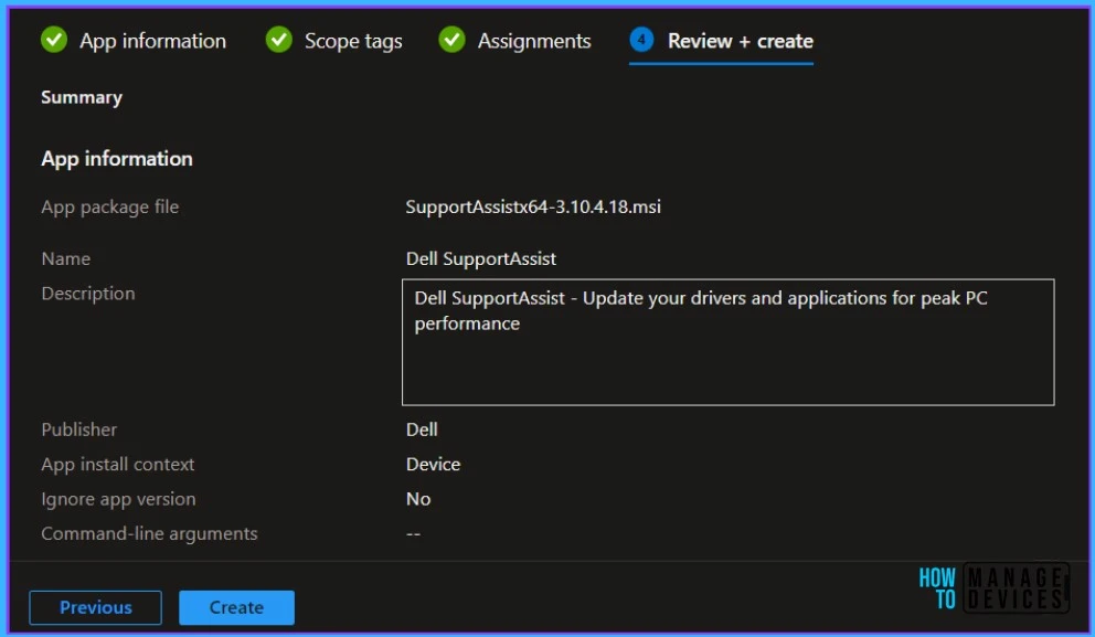 Review Summary - Deploy Dell SupportAssist Using Intune Fig.7