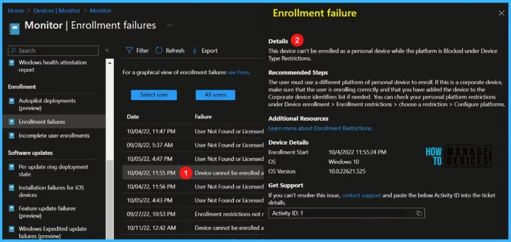 Enrollment Failure Details - Intune Device Enrollment Failure Report 3