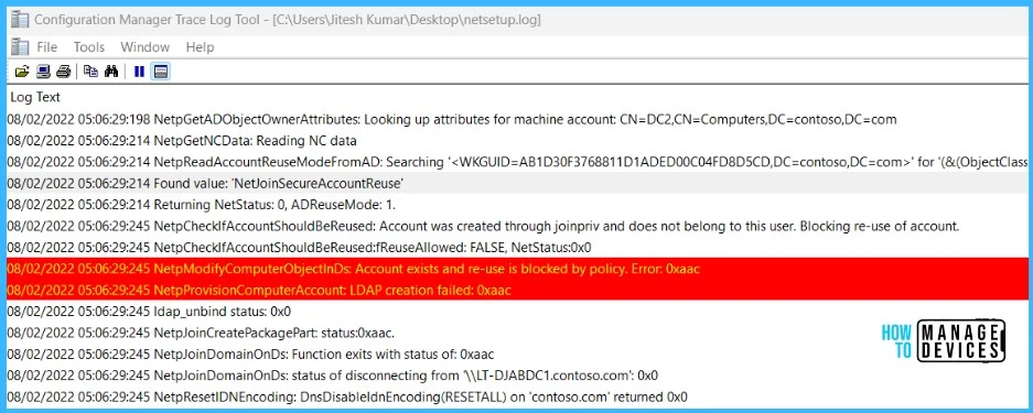 Netsetup log - FIX KB5020276 Domain Join Hardening Changes | CVE-2022-38042