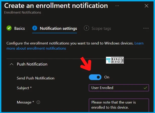 Intune Enrollment Notification Intune 2209 Version