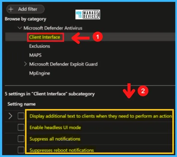 Microsoft Defender Antivirus in Windows 11 | Windows Settings | Group Policy | Intune Policy fig. 67