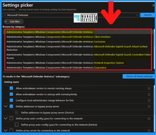 Microsoft Defender Antivirus in Windows 11 | Windows Settings | Group Policy | Intune Policy fig. 65