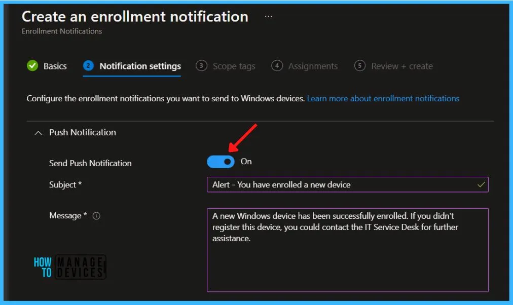 Notification settings - Configure Device Enrollment Notifications in Intune 4