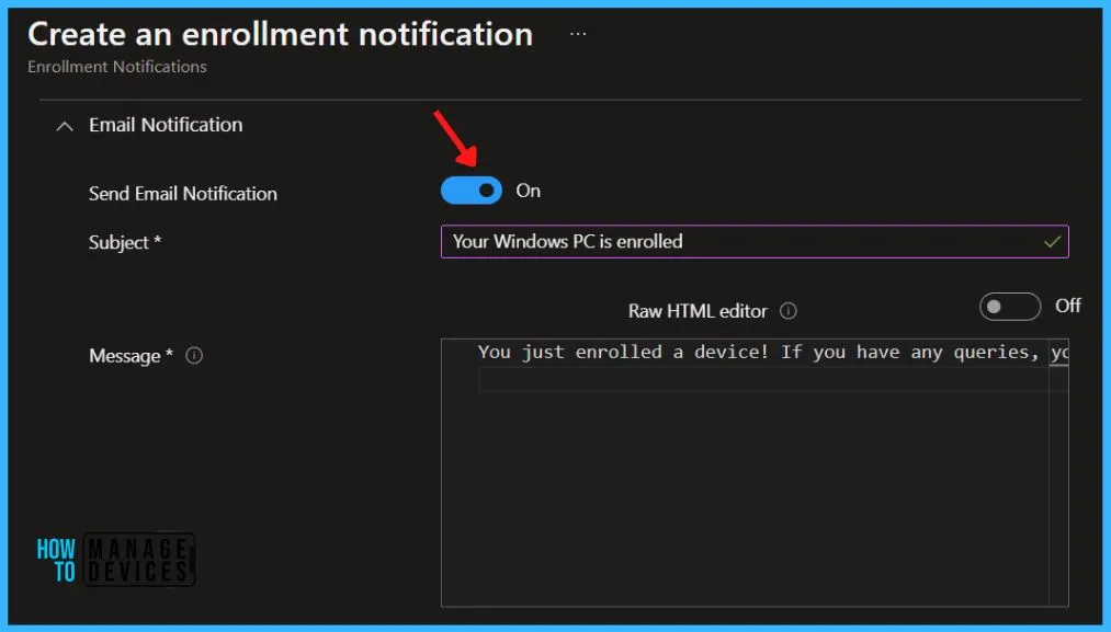 Send Email Notification - Configure Device Enrollment Notifications in Intune 5