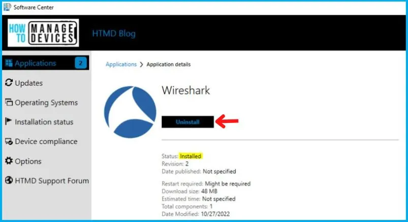 Deployment of Wireshark Using SCCM Application Model Fig.19