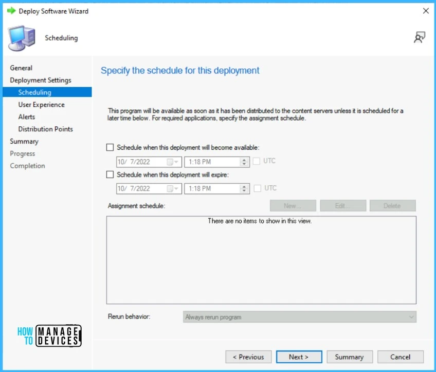 Specify the schedule for deployment - Best Guide to Deploy Windows 11 22H2 using SCCM 