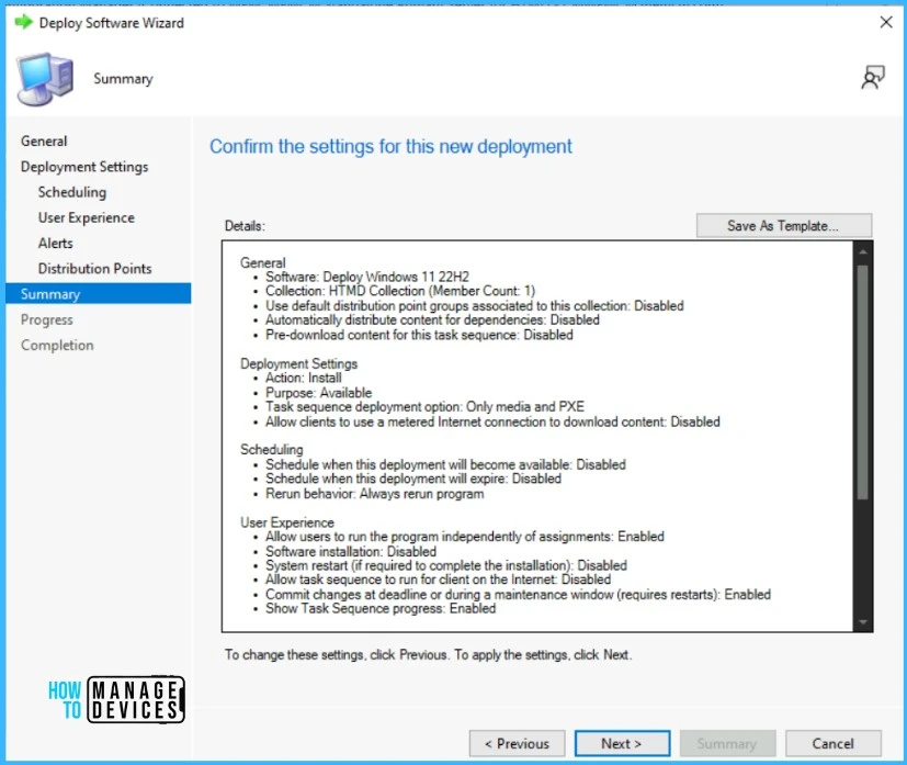 Summary for the deployment - Best Guide to Deploy Windows 11 22H2 using SCCM