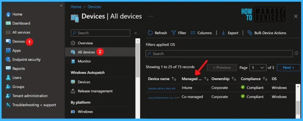 Select Device - Get Device Enrollment Profile Deployment Report in Intune 1