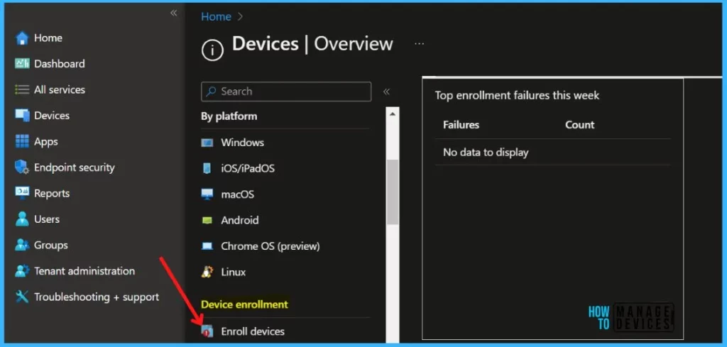 Click on Enroll device - Block Android Device Manufacturer Enrollment in Intune Fig.1