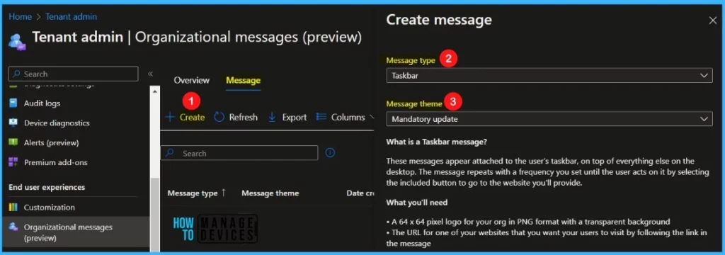 Configure Organizational Messages from Intune Portal Fig.4