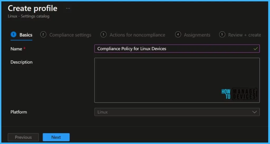 Create Linux Compliance Policy in Intune Portal Fig.3