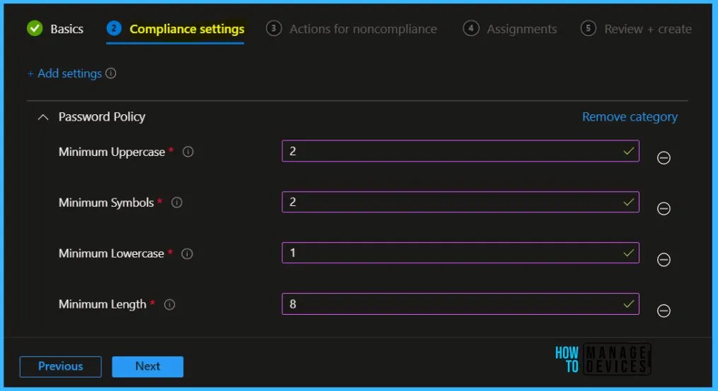 Password Policy - Create Linux Compliance Policy in Intune Portal Fig.5