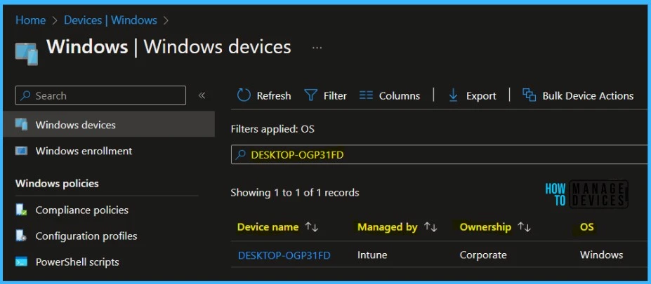 Delete Windows Autopilot Device from Intune Fig.1