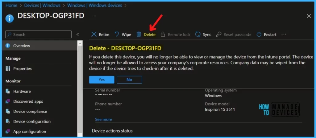 Delete Windows Autopilot Device from Intune Fig.2