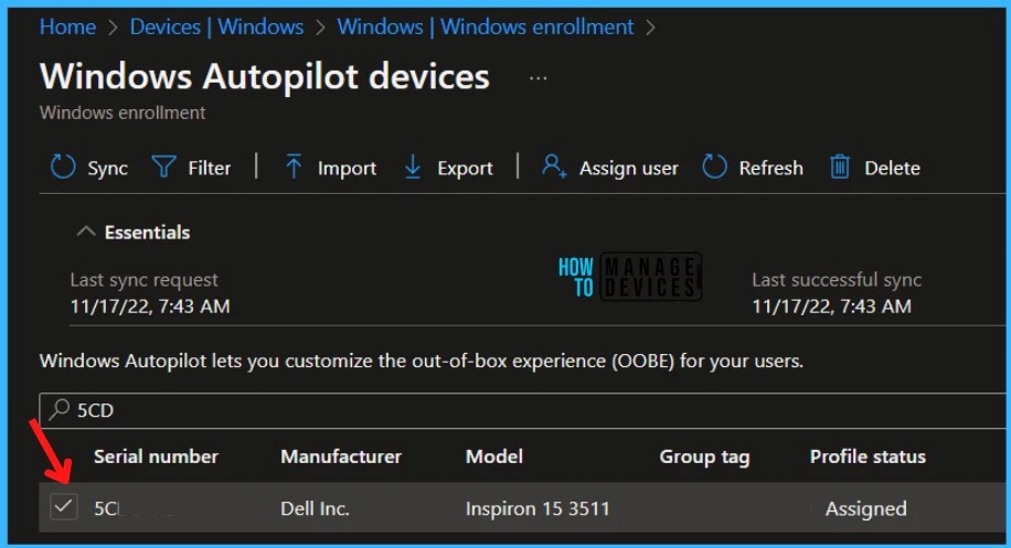 Delete Windows Autopilot Device from Intune Fig.5