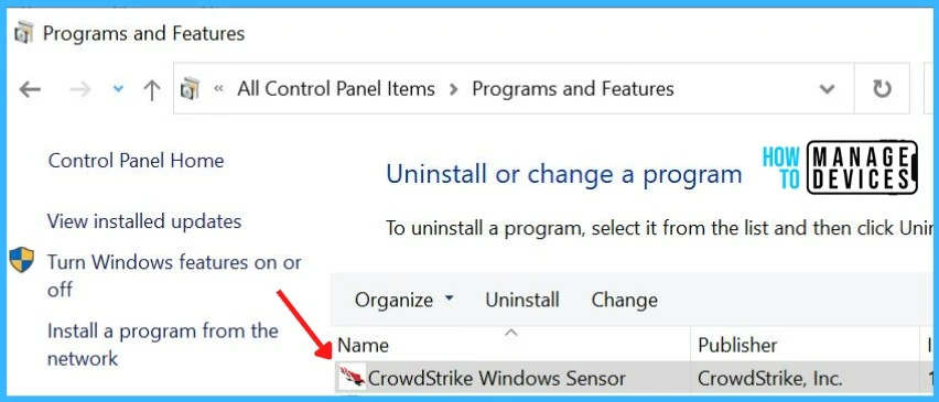 Validate CrowdStrike Installation Status from Control Panel Fig.11