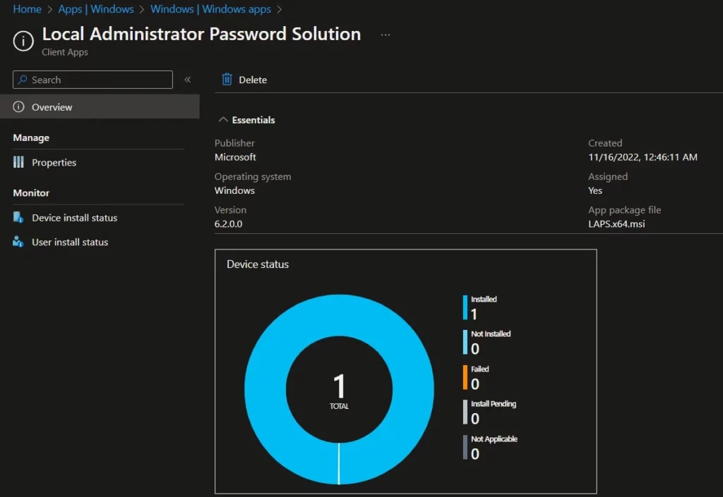 Monitor LAPS Deployment from Intune Portal Fig.7