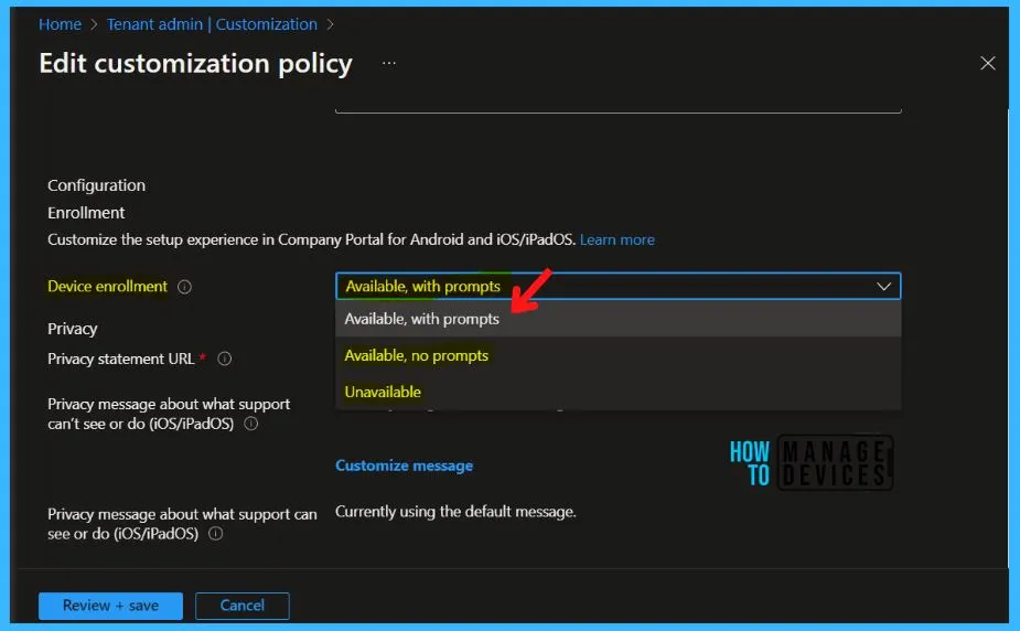 Device Enrollment Option from Intune Company Portal Fig.3