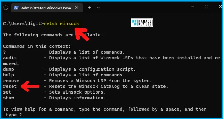 Fix Windows update Errors using Winsock Command Fig. 1