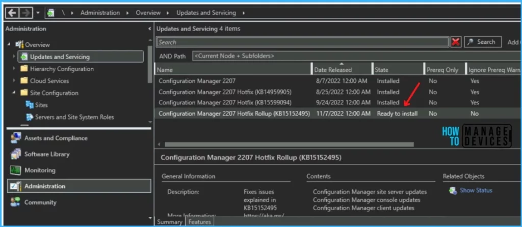 Fixes for SCCM 2207 KB15152495 Hotfix Update Rollup Fig.1