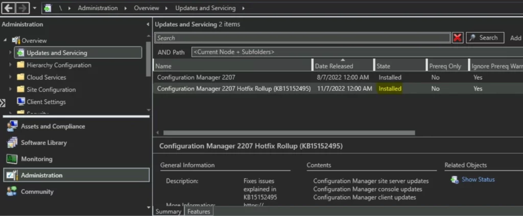 Fixes for SCCM 2207 KB15152495 Hotfix Update Rollup Fig.7