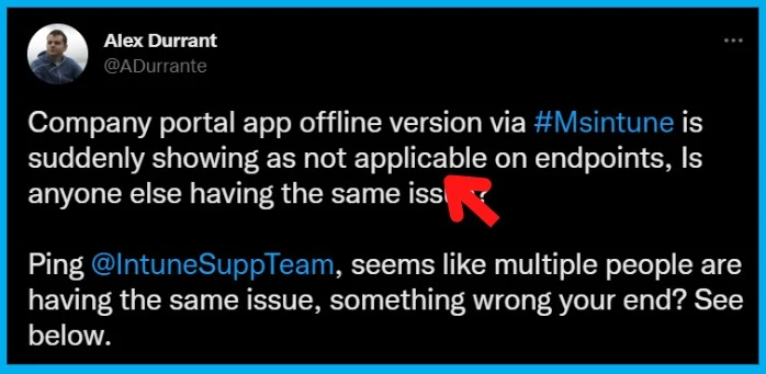 Not Applicable Status Issues with Offline Company Portal App | Intune Known Issue Fig. 1