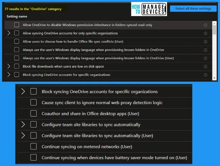 OneDrive in Windows 11 Detailed Review | 77 Intune Policy Settings | 5 Group Policy Settings - fig. 25