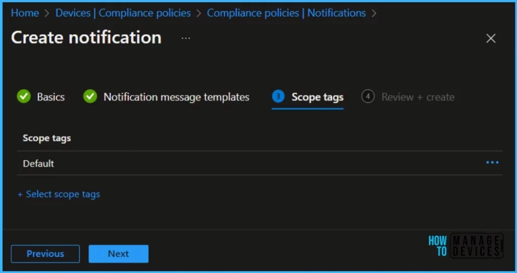 Configure Notifications for Noncompliant Devices in Intune Fig.4