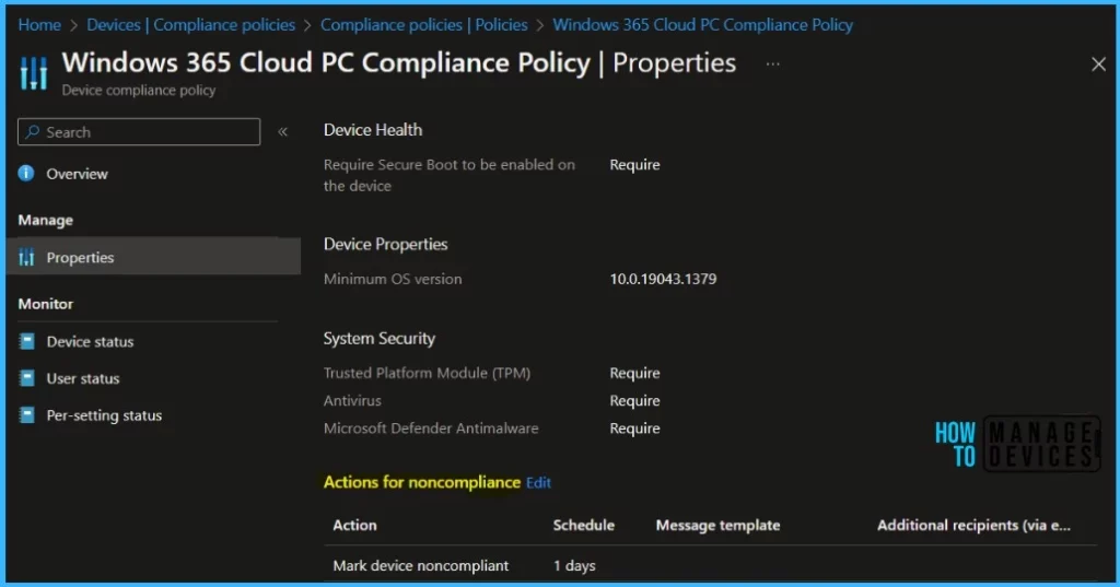 Configure Notifications for Noncompliant Devices in Intune Fig.6