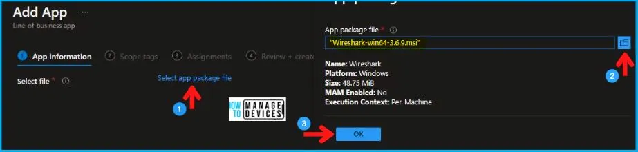 Wireshark Installation Using Intune Application Model Fig.3