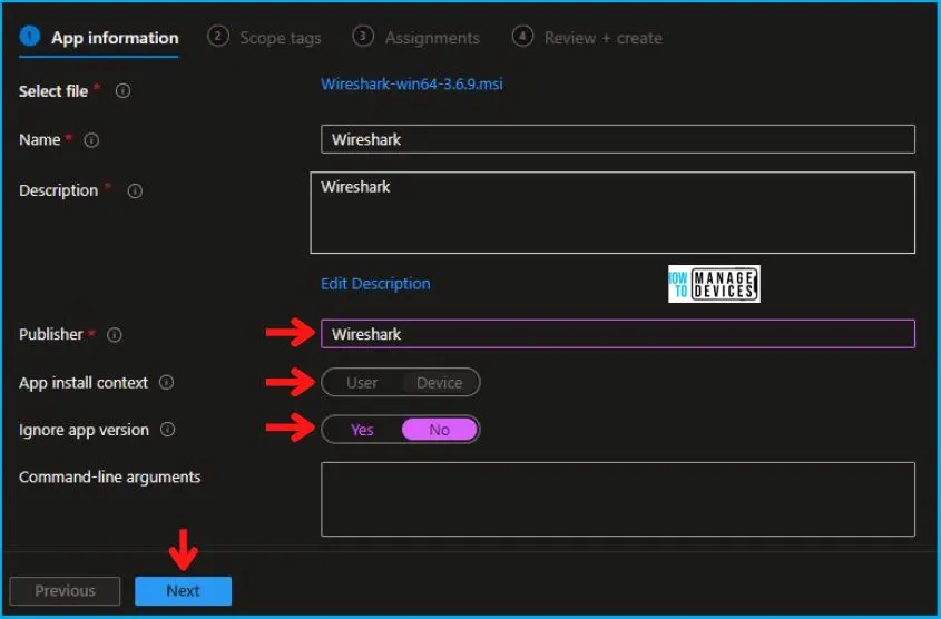 Wireshark Installation Using Intune Application Model Fig.4