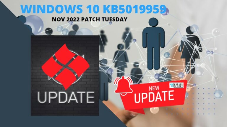 Windows 10 KB5019959 Patch Tuesday November 2022 Main