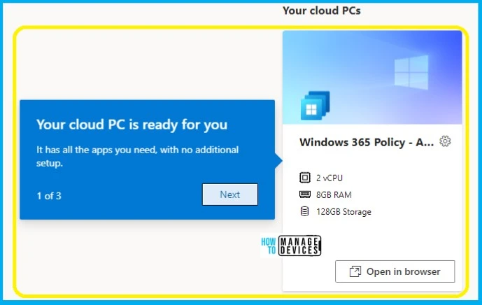 Windows 365 Cloud PC Web Client Experience Walkthrough Fig. 1