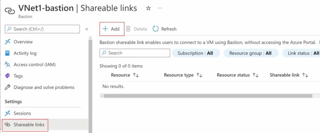 Connect Azure Bastion Host Using Shareable Link Fig.3 Credit - Microsoft