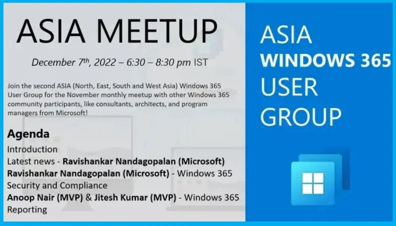 HTMD Newsletter from 5th to 9th December 2022 4 ASIA Windows 365 User Group Event – December 2022 5th to 9th December 2022