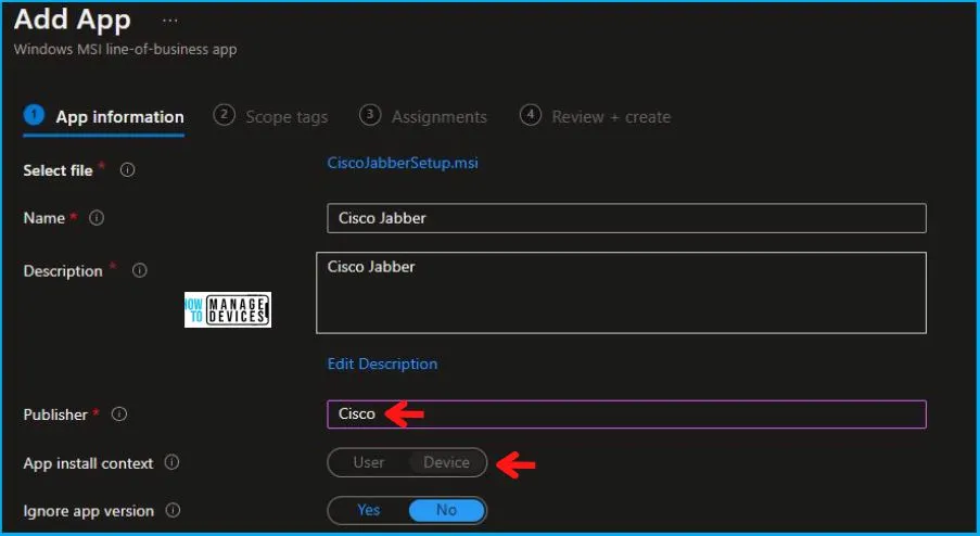 Cisco Jabber Installation Using Intune LOB App MSI Guide Fig.4