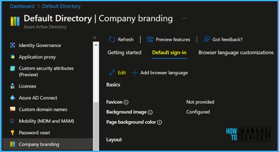 Configure Azure AD Company Branding for Sign-in Experiences Fig.2