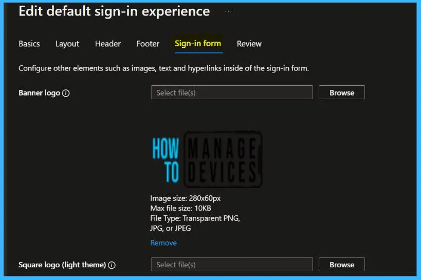 Configure Azure AD Company Branding for Sign-in Experiences Fig.6