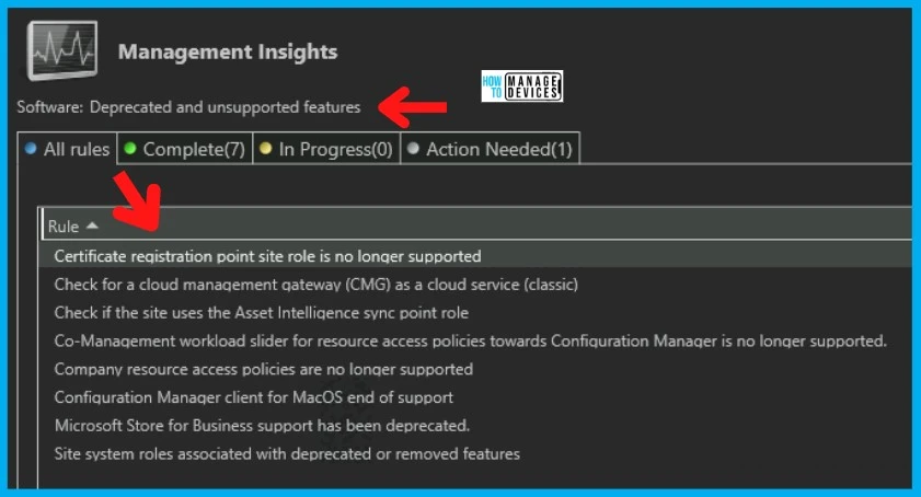 SCCM Unsupported Deprecated or Removed Features- Fig.1