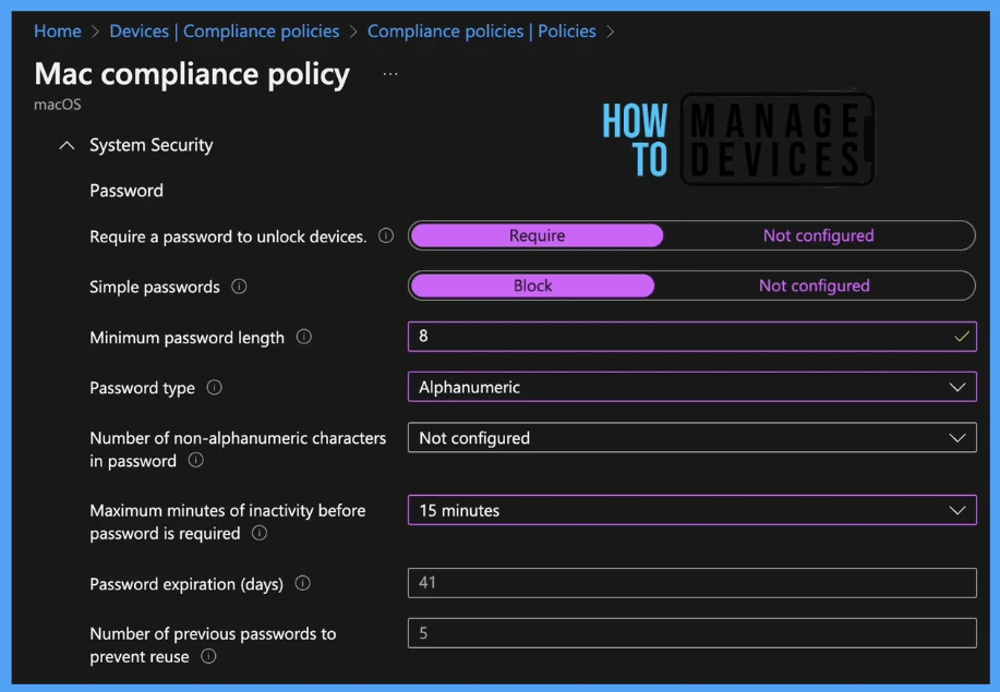 Configure macOS Compliance Policy in Intune for Devices Fig.6