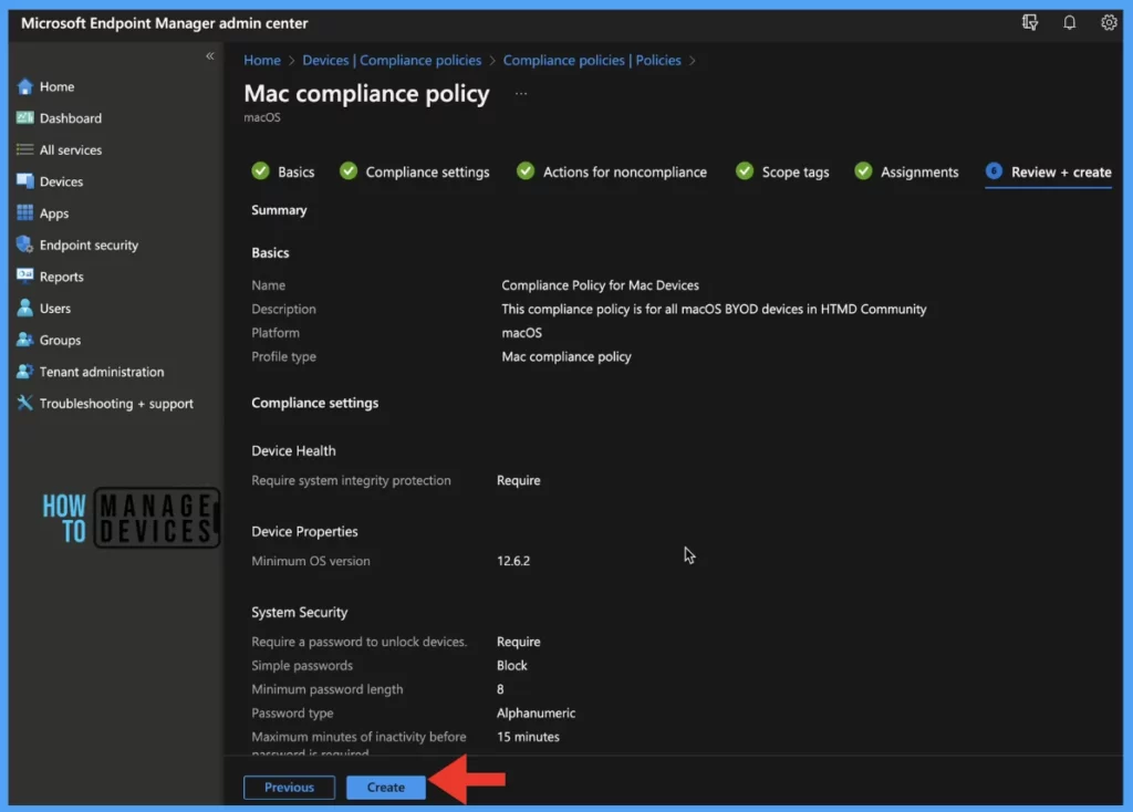 Configure Device Compliance settings for macOS in Intune Fig.11