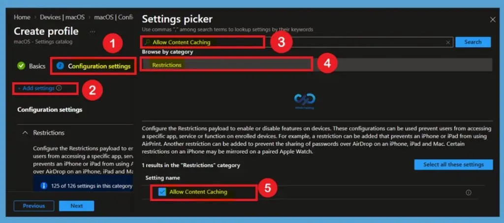 Disable Content Caching on macOS Devices to Control Local Content Storage using Intune 5 Disable Content Caching on macOS Devices to Control Local Content Storage using Intune -Fig.4
