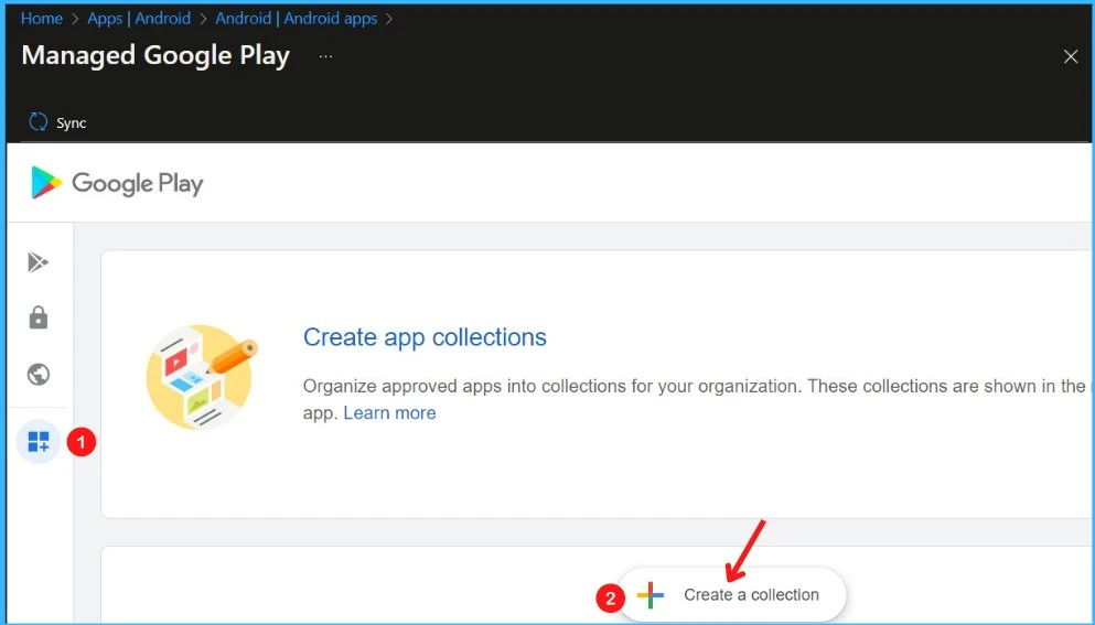 Organize Intune Managed Google Play Store Apps in Collections Fig.2