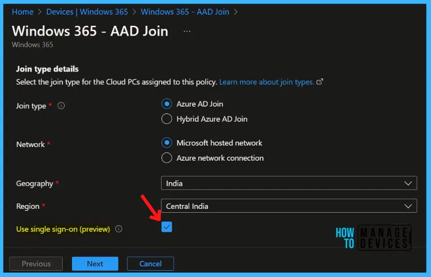 Configure Single Sign-on SSO for Windows 365 Azure AD Joined Cloud PC Fig.3