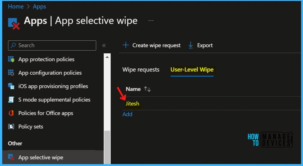 Selective Wipe Corporate Data from Intune Managed Apps Fig.5