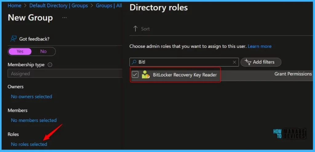 Assign Bitlocker Recovery Key Reader Role to Azure AD Group Fig.8