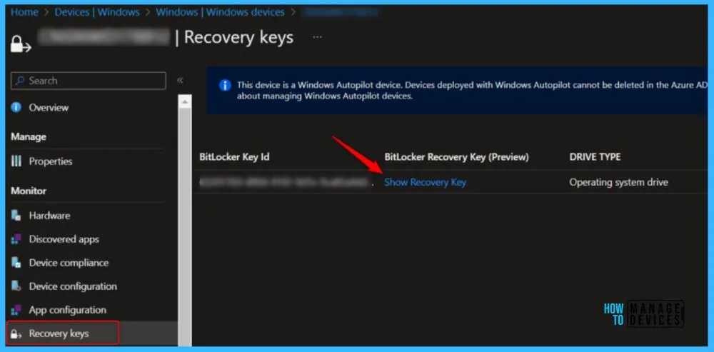 BitLocker Recovery Key in Intune Portal