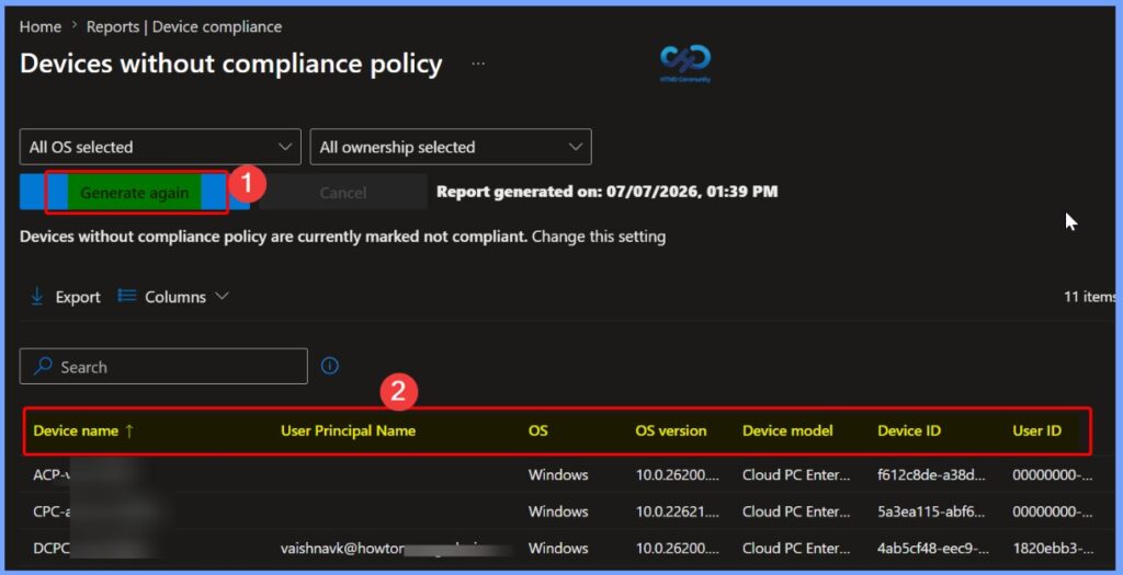 Intune Report for Devices without Compliance Policy 6 Intune Report for Devices without Compliance Policy - Fig.5
