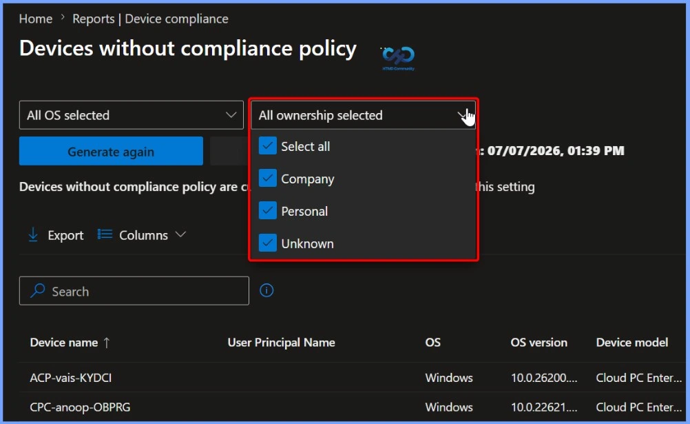 Intune Report for Devices without Compliance Policy 9 Intune Report for Devices without Compliance Policy - Fig.8